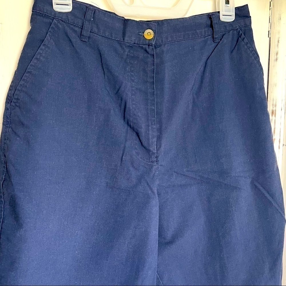 VINTAGE 90s Y2K Navy Blue High Rise Wide Leg Bermuda Short Cottagecore Granny 12 - Picture 2 of 11